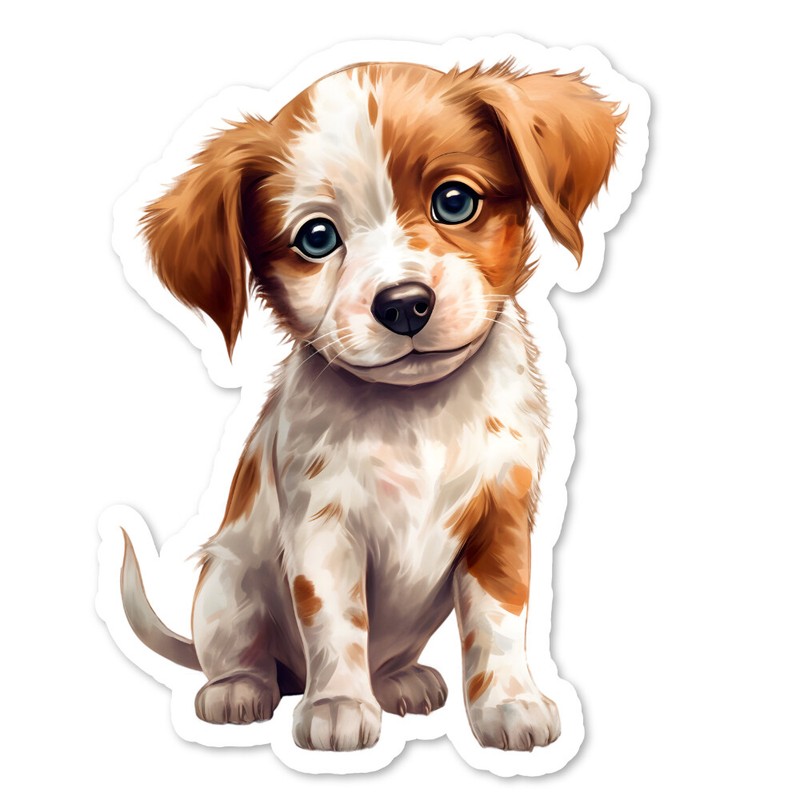Brittany Spaniel Puppy Vinyl Sticker, Pet Dog Water Bottle, Scrapbooking, Laptop