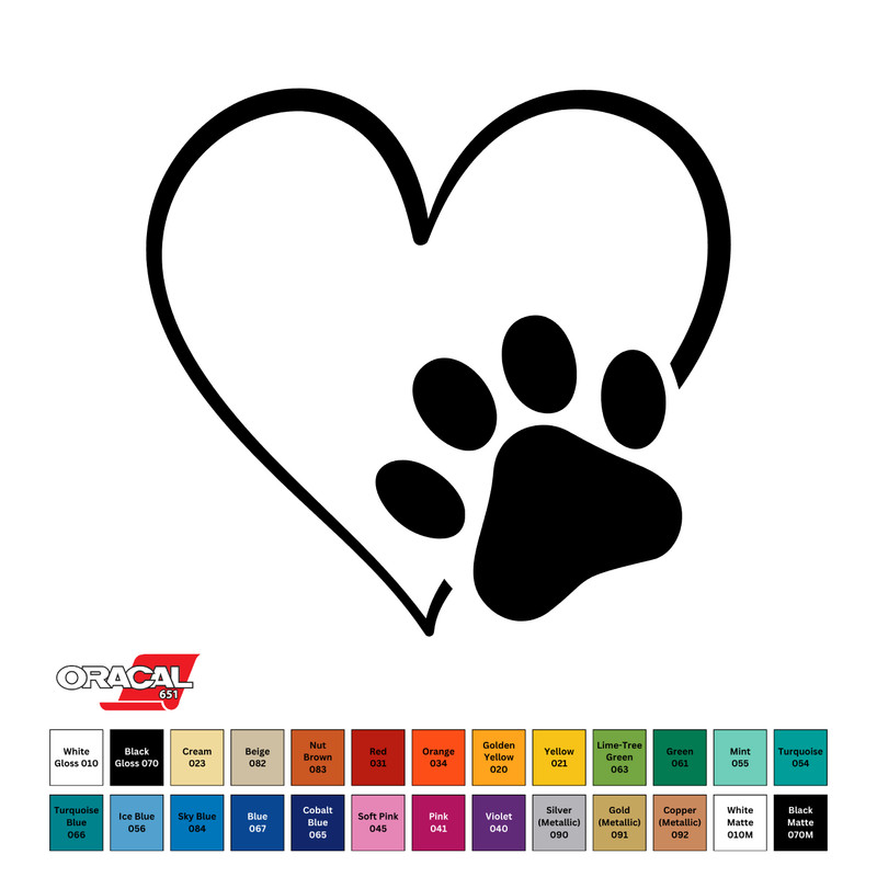 Heart Dog Puppy Paw Print Die-Cut Permanent Sticker Decal 3.5″ CHOOSE COLOR
