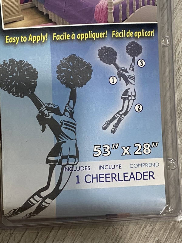 Peel and stick Cheerleader for wall 53×28 gray repositionable