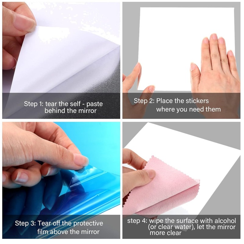 Square Mirror Tiles Stickers – Home Wall Decor, 10 Pieces
