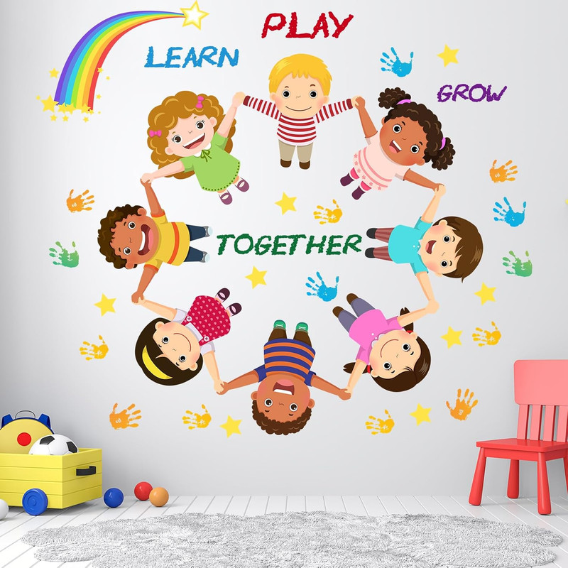 Peel and Stick Kids Wall Decals – Educational Rainbow & Diversity Stickers for N