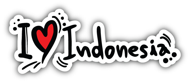I Love Indonesia Slogan Car Bumper Sticker Decal