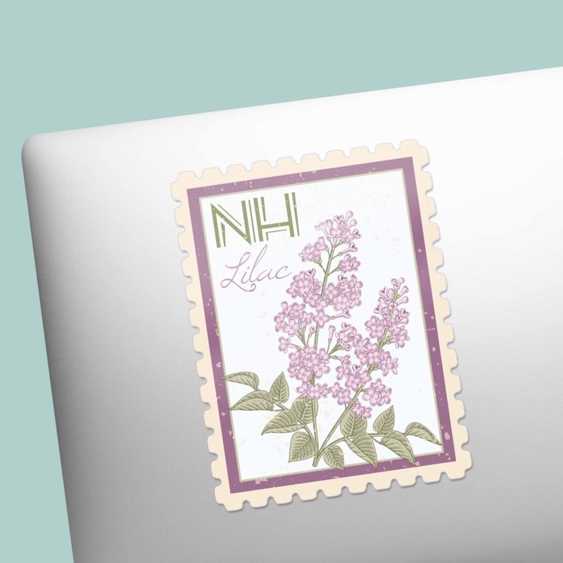New Hampshire State Flower Lilac Sticker - NH Vintage Stamp Decal for Laptop gallery