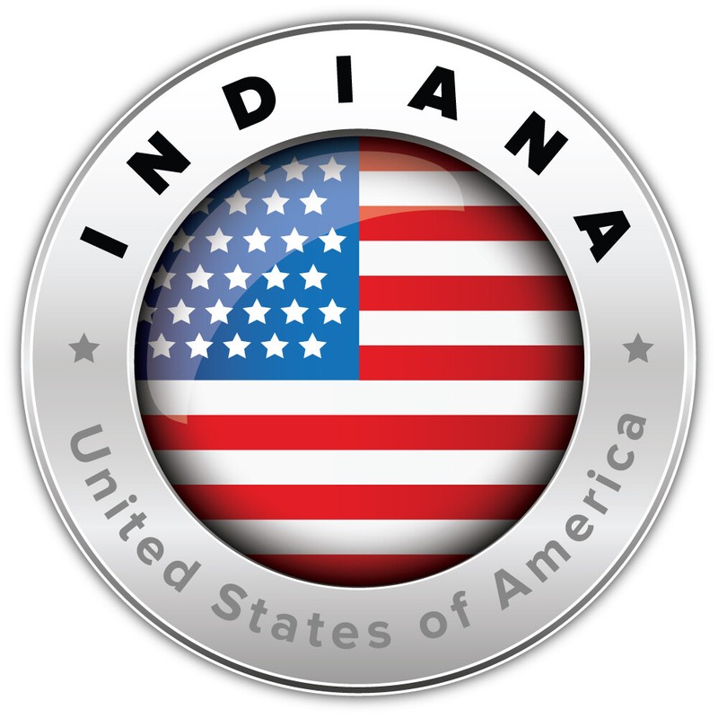 Indiana USA State Flag Silver Emblem Car Bumper Sticker Decal “SIZES”