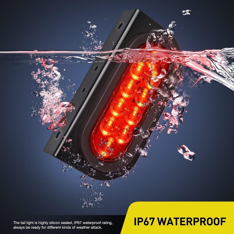 2PCS 6-Inch Waterproof Oval LED Trailer Tail Lights with Mounting Brackets gallery