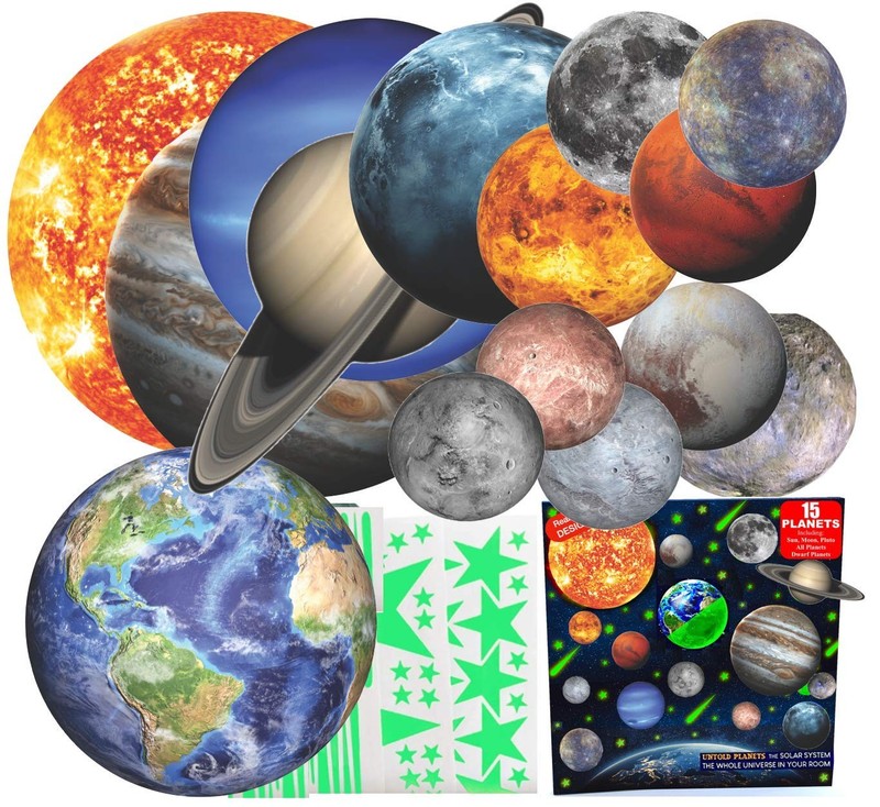 185+ PCS Glow in The Dark Stars and Planets 3D Realistic Ceiling Solar System...
