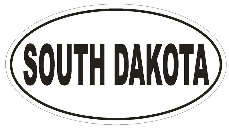 South Dakota Oval Bumper Sticker or Helmet Sticker D2369 State Euro Oval