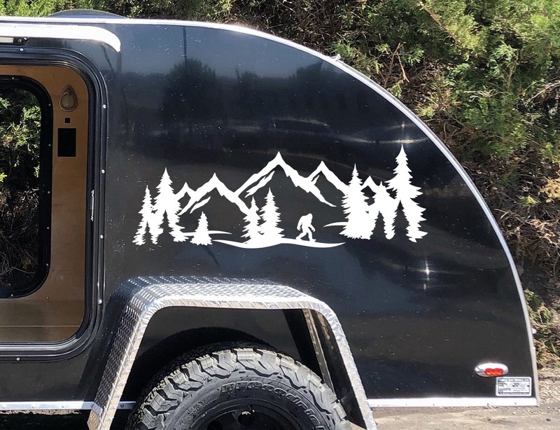 Bigfoot Mountain Forest Scene V8 - Camper RV Graphics Travel Trailer - Die Cut gallery