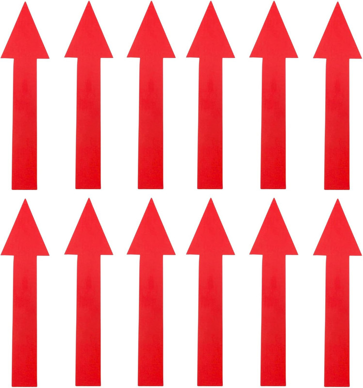12 Pack 8 x 2 Inch Arrow Stickers, Waterproof PVC Removable Self-Adhesive Floor