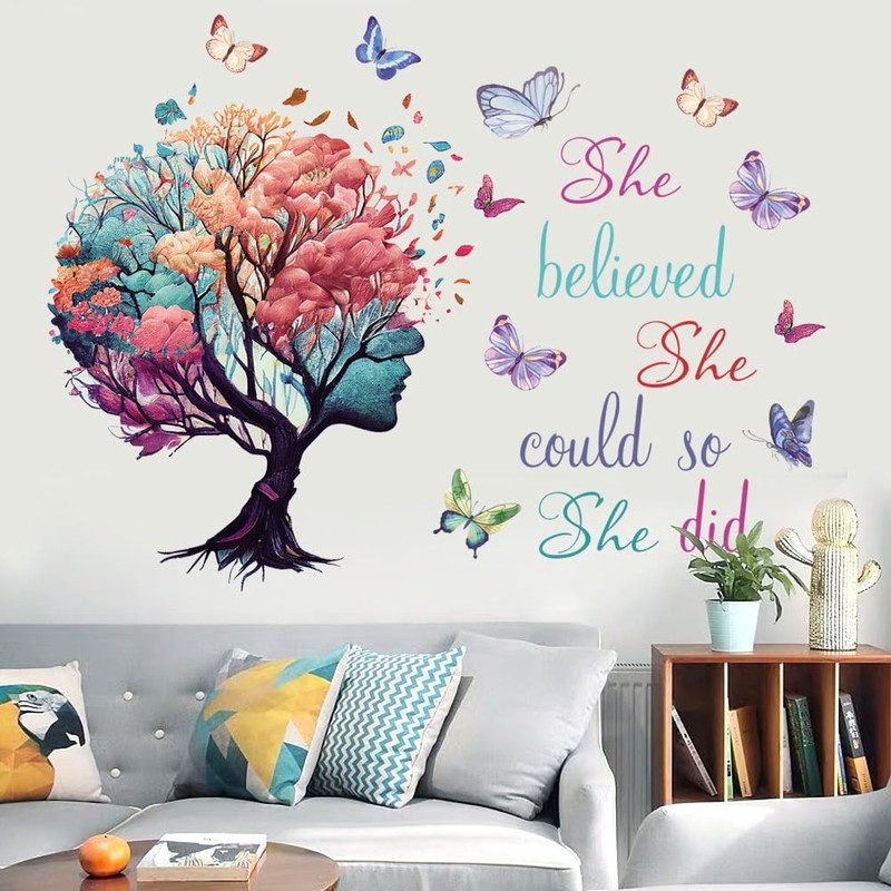 Inspirational Wall Decal Quotes She Believe She Could So She Did Tree Wall St