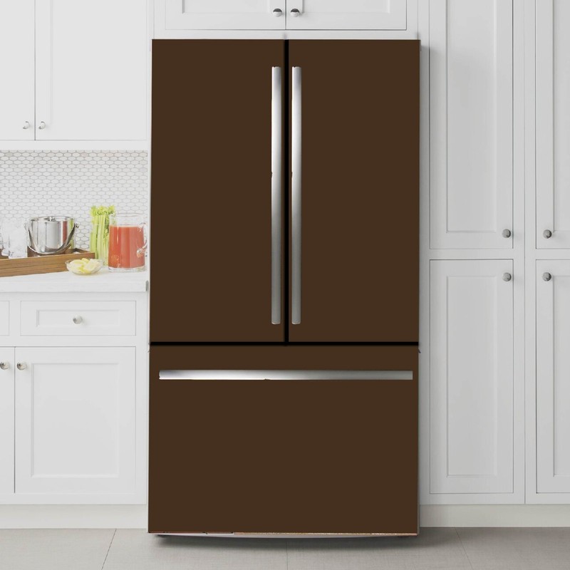 Brown Solid Color Modern Fridge Wrap Solid Color Refrigerator Skin gallery