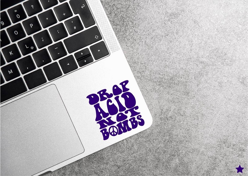 Drop Acid Not Bombs Decal Sticker Peace Sign Symbol Love Hippie Retro 70s No War gallery