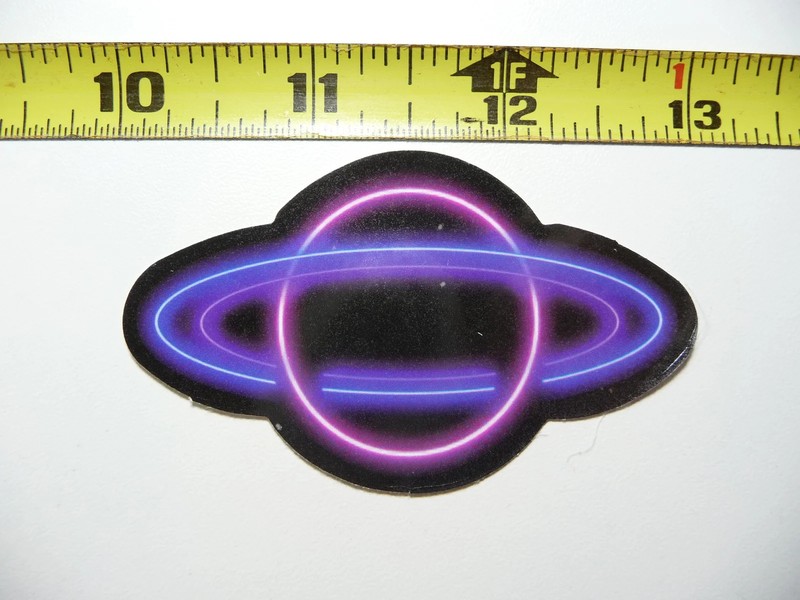 RINGED PLANET GALAXY NEON STYLE SMALL STICKER DECAL COLORFUL FUNNY