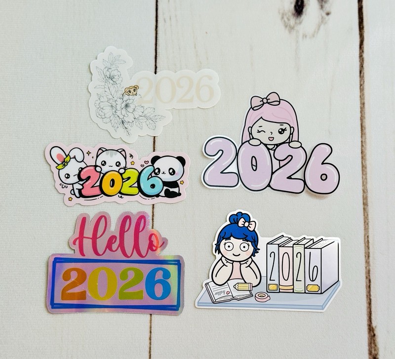 Lot x5 pc PMC Rosey Life Paper Echos Marshmallow Studio 2026 Vinyl Sticker Set