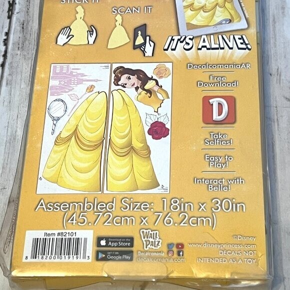 Wall Palz Disney Princess Belle Repositionable 3D Effect Wall Decal NEW gallery