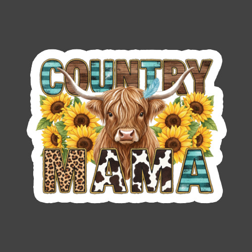 Highland Cow Sticker Vinyl Decal Country Mama Sunflowers Farmhouse Western