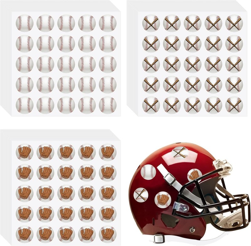300 Pcs 12 Sheets Helmet Stickers 1.18 Inch Baseball Softball Helmet Award Baseb
