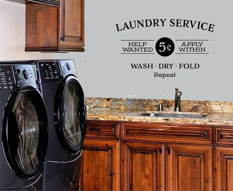 LAUNDRY SERVICE HELP NEEDED VINYL WALL DECAL WORDS LETTERING QUOTE LAUNDRY SIGN