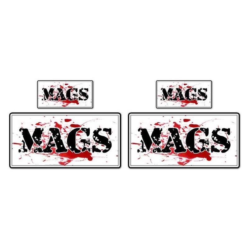MAGS Bloody Ammo Box Set, Vinyl Decal Sticker, 2@ 1″x2″ & 2@ 2″x4″, #8470