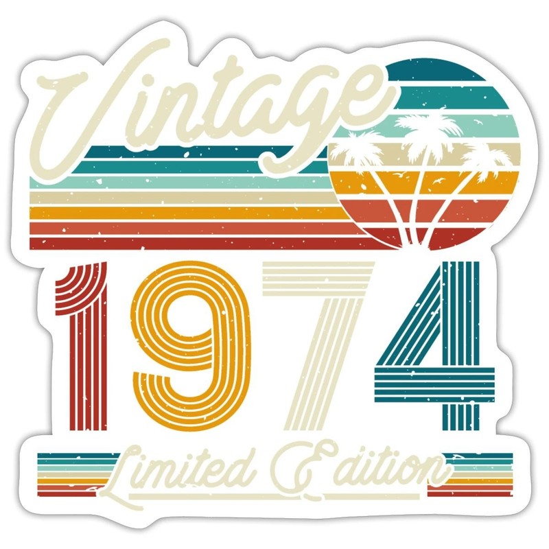 Vintage 1974 Limited Edition 50th Birthday Gift Sticker, max. 4 x 4″
