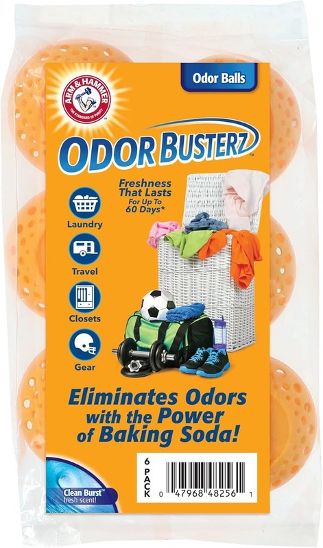 OdorBusterz Odor Eliminator Balls, Clean Burst, 6 Count – Baking Soda Odor Co...