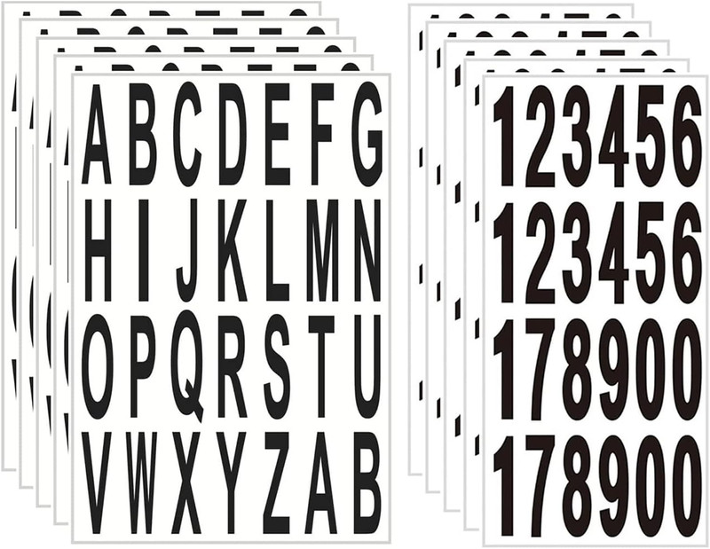 10 Sheet 3 Inch Mailbox Numbers and Letters Cut Classic Style Self-Adhesive Viny