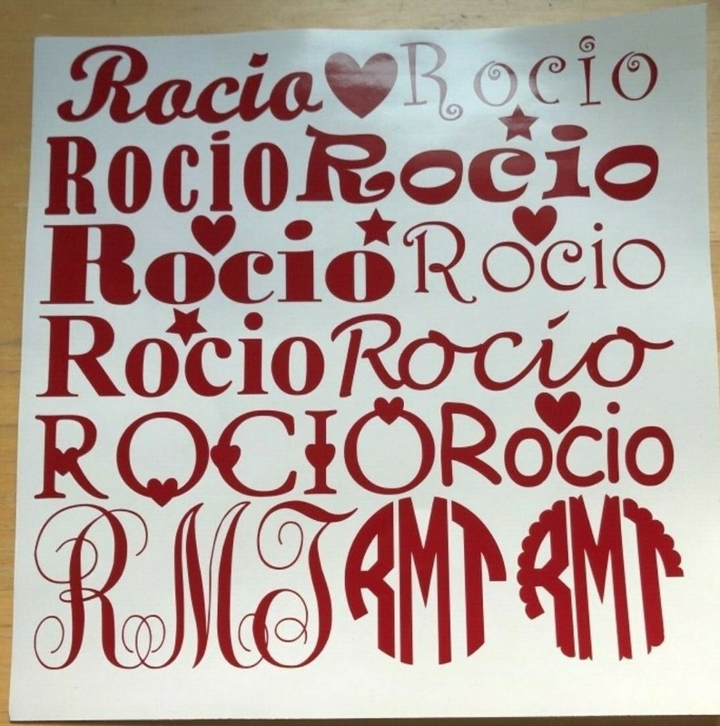12" Sheet of Vinyl Monograms & Names for School Supplies, Custom, Personalized gallery