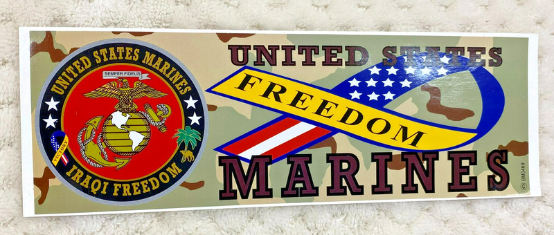USMC Marine Corps United States Marines Iraqi Freedom Bumper Sticker 3-1/4″X9″
