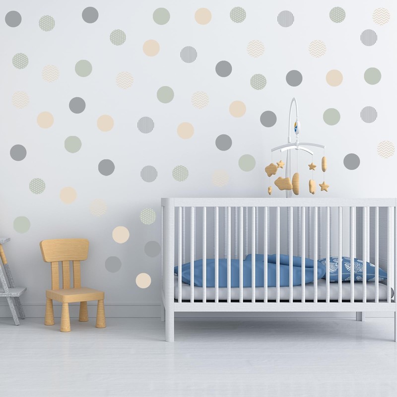 Boho Polka Dots Sticker 72 PCS, Cute Circle Wall Decals for Bedroom Playroom …