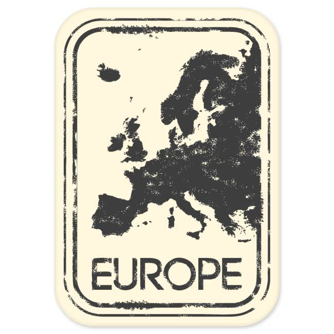 Europe travel car bumper window suitcase sticker 5″ x 3″