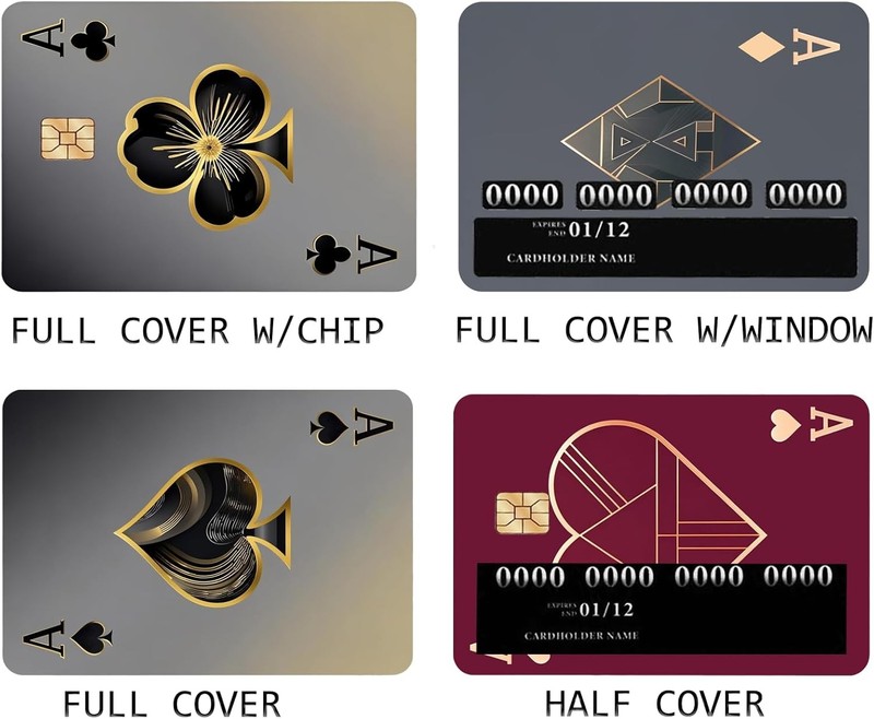 4-Pack Luxury Ace of Spades Poker Suits Credit Card Skin Stickers - Fits Small C gallery