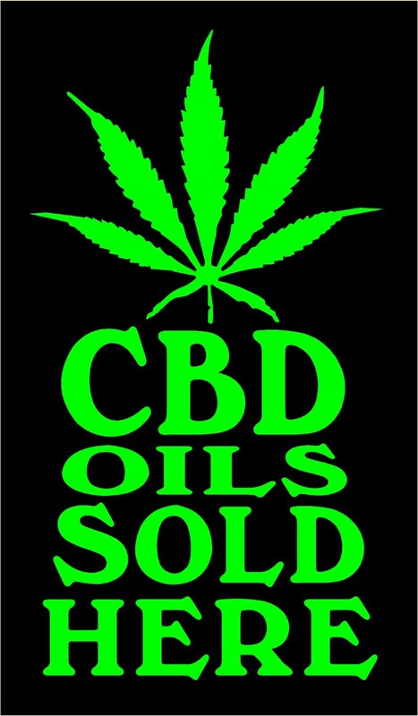 CBD Oils Sold Here Vinyl Decal Storefront Dispensary Cannabis Door Sticker