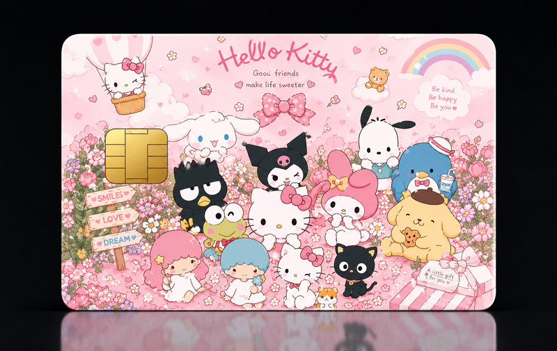 Sanrio Friends Pink Credit Card Skin Debit Card Vinyl Sticker Kawaii Wrap
