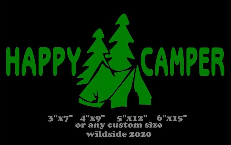 Happy Camper Decal with Tent Camping car truck trailer caravan vinyl sticker