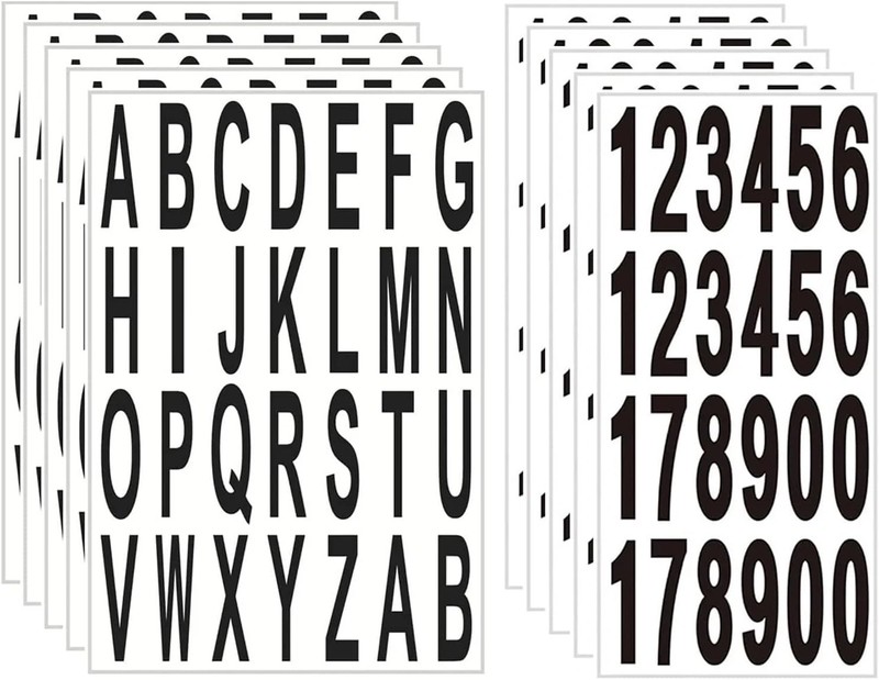 10 Sheets 3 Self-Adhesive Vinyl Numbers & Letters Stickers for Mailbox & Signs