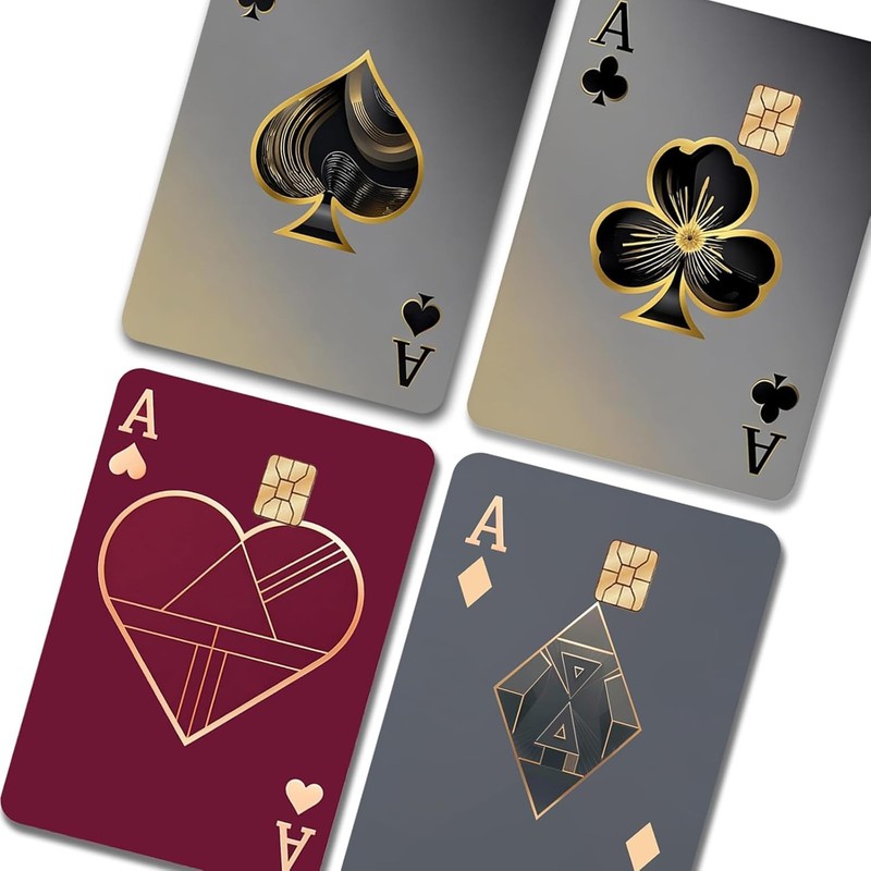 4-Pack Luxury Ace of Spades Poker Suits Credit Card Skin Stickers – Fits Small C