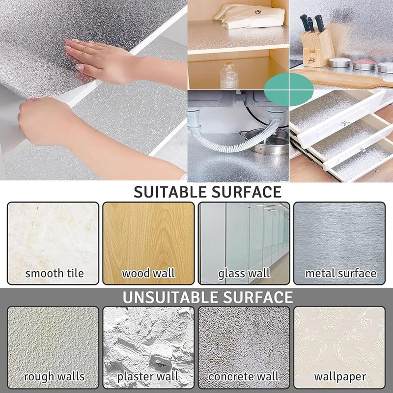 Kitchen Wallpaper Oil Proof Sticker Backsplash Aluminum Foil Self-Adhesive Paper gallery