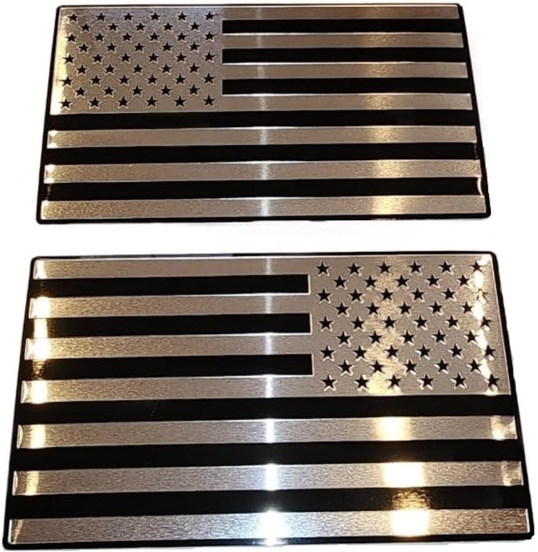 Muzzys (Set of Two) 3″X5″ Chrome and Black Aluminum Embossed Left & Right