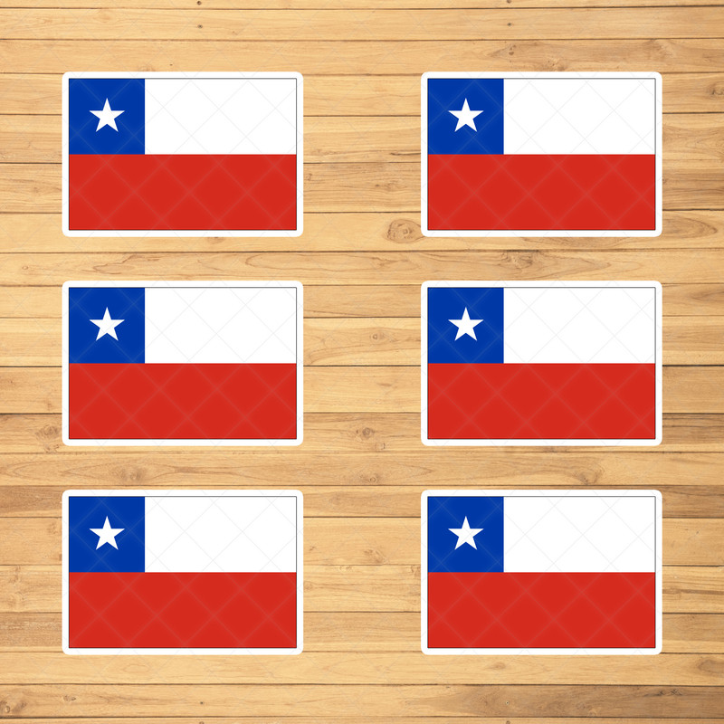 “Set of 6 Chile Flag Stickers – Durable Vinyl Decals for Vehicles, Laptops more