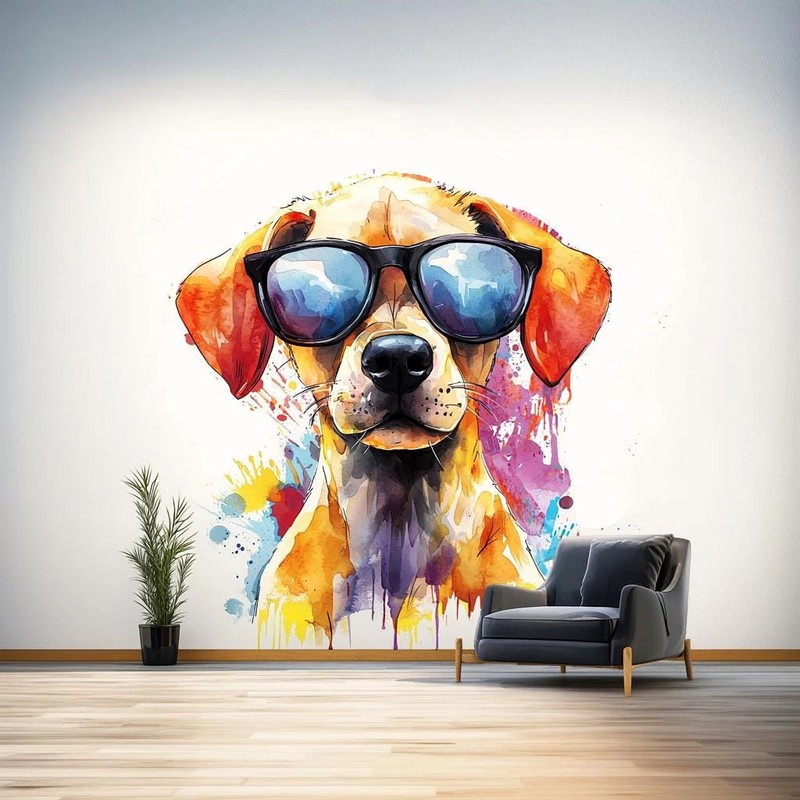 Colorful Labrador Puppy Wall Sticker | Cute Dog Decal gallery