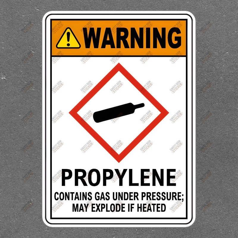 Warning Sign Sticker Propylene Gas Hazard OSHA Compliant Safety Notice #493200