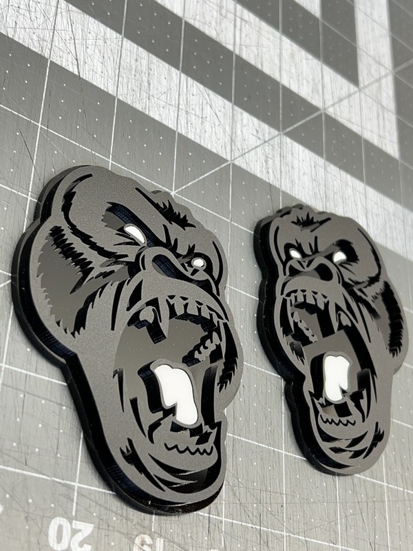 Angry Gorilla White Eye Car Truck Emblem Badge Matte Black /Black Custom PK of 2 gallery