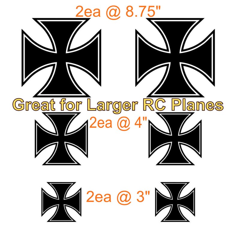 German Maltese Vinyl Decals Set of 6 Stickers – For Larger RC Planes Models