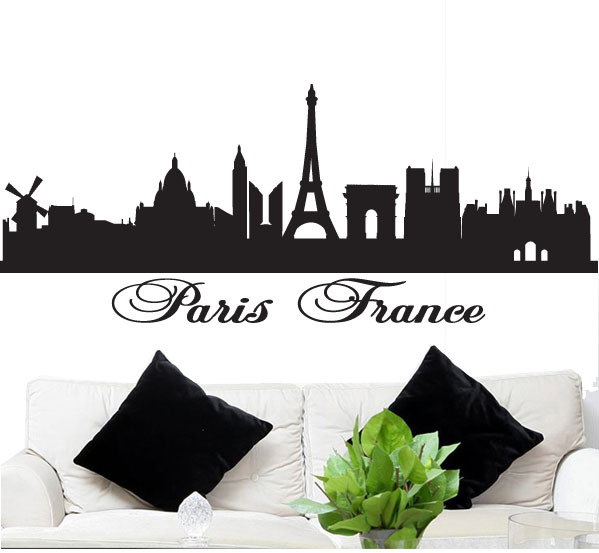 FGD Paris France City Skyline Vinyl Wall Decal 20″ x 50″