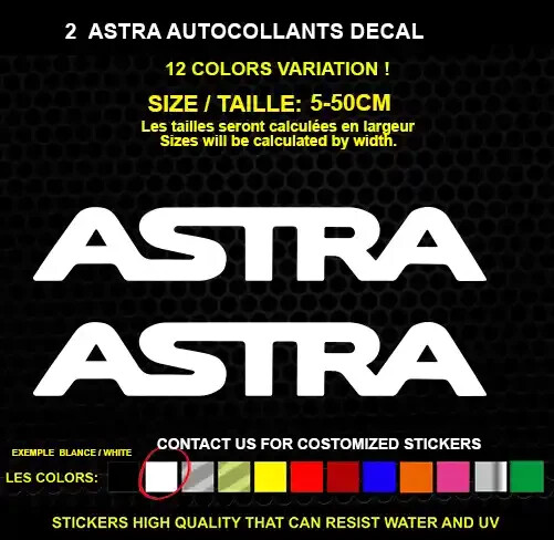 2 ASTRA sticker Genuine decal waterproof vinyl sticker 5-50cm