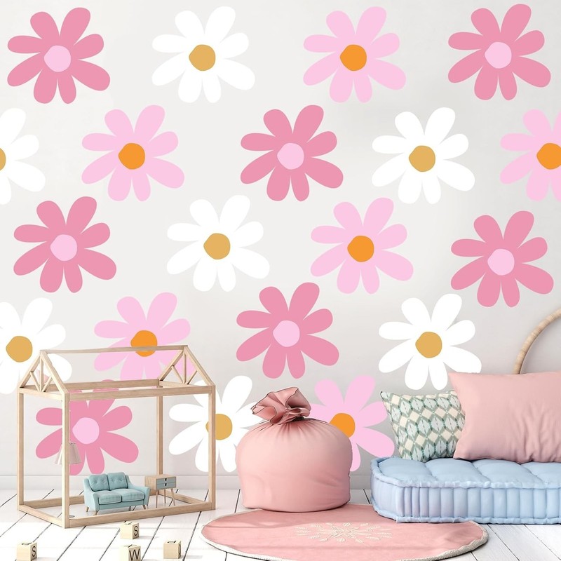 Delicate Daisy Peel and Stick Wall Decals - 12 Sheets for Kid-Friendly Spaces gallery