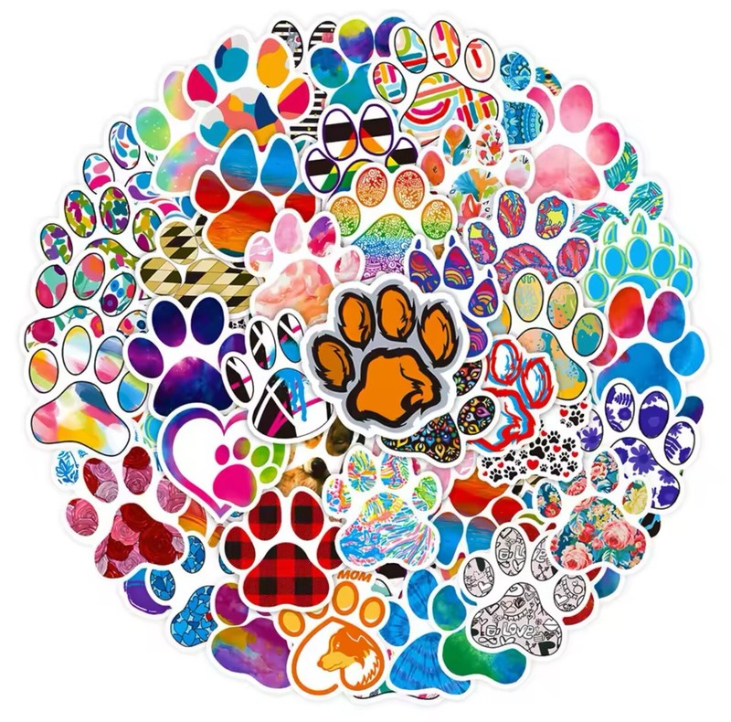 Paw Print Animal Stickers 50pk Multicolored Mixed Random Paw Print Stickers gallery