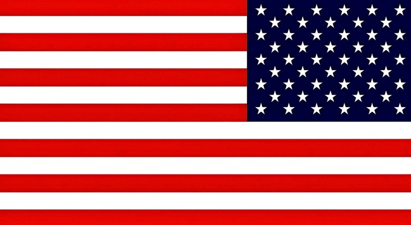 AMERICAN FLAG STICKER 4 x 2.5 inch reverse star field red white blue