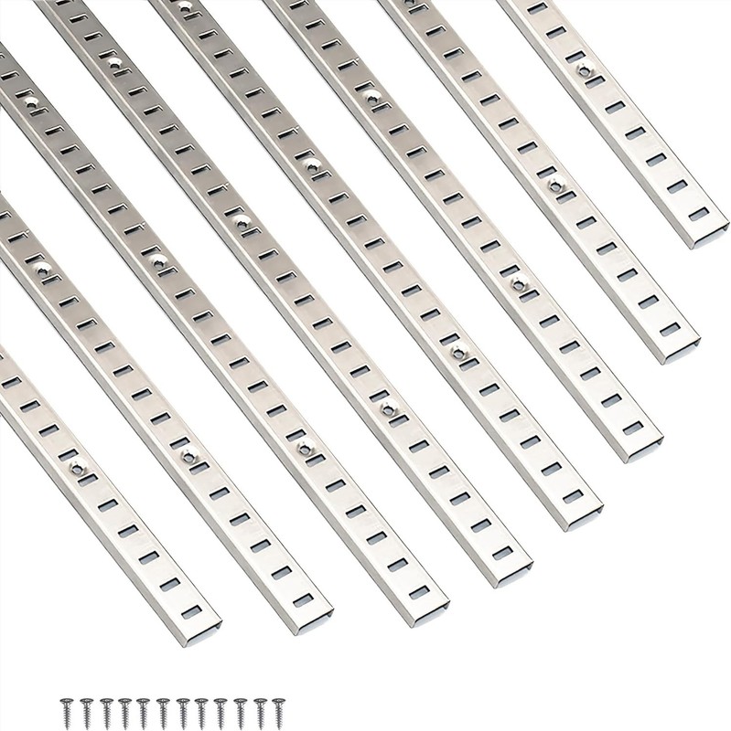 Adjustable Shelf Bracket 40 Inch 8 Pack Silver Pilaster Strips Rail Track Wall