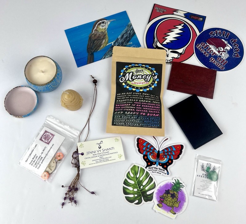 Bohemian as shown “Mystery” Candles Crytals Smudge Stickers Dead Hippy Boho Box